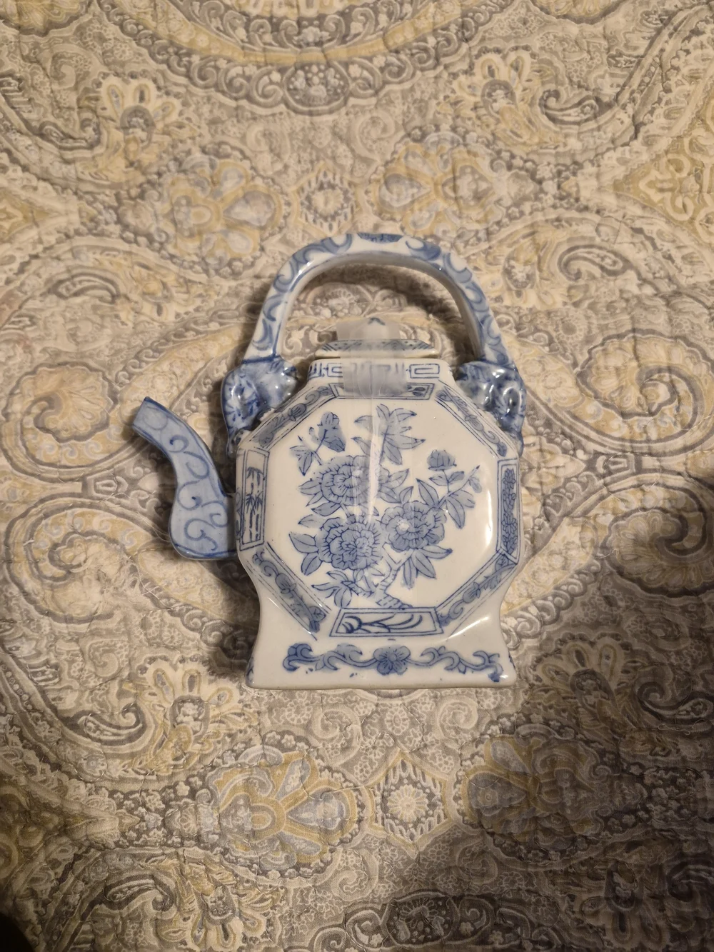 Blue & White Floral Porcelain Teapot - Elegant Ceramic Tea Kettle